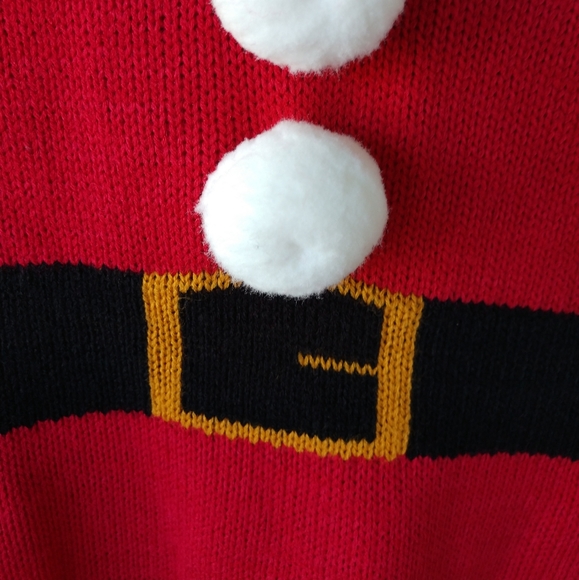 Allison Brittney 2pc Santa Knit Dress with Hat Faux Feathers Pom Poms Size Small - Picture 15 of 16